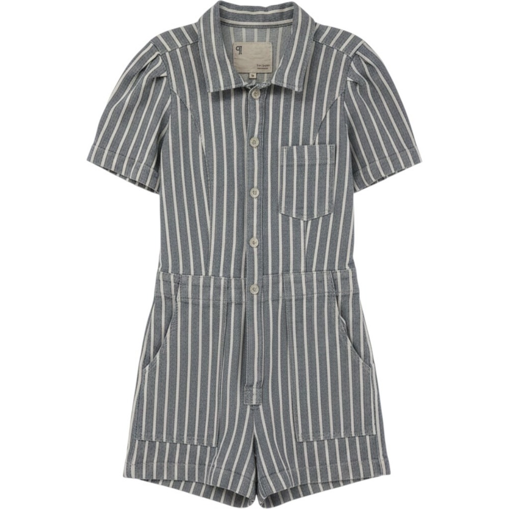 Anthropologie Pilcro Kit Utility Romper SZ 8 Stripe Coastal Preppy Nautical - Picture 3 of 9